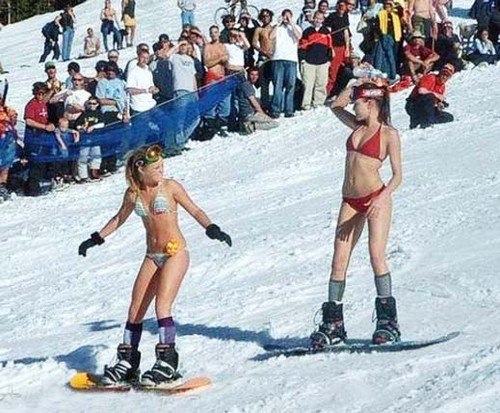 Bikini Snowboarders