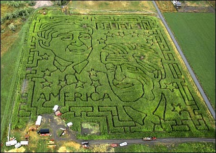A giant themed maze made out of crops