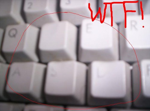 This is a picture of my friend's keyboard who was a little to much into his Counter Strike.