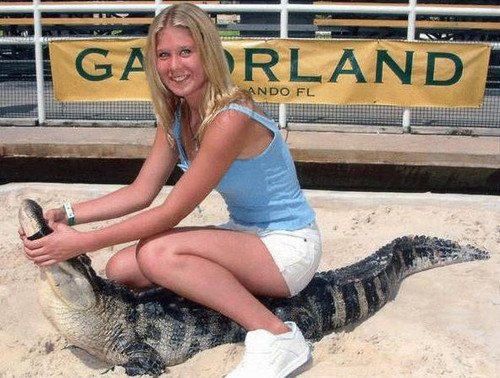 The Blonde Babe with a Croc