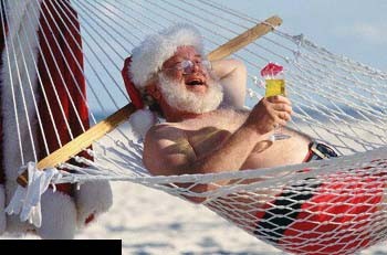 Santa enjoying a relaxing summer afternoon