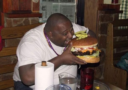 Big guy and his huge burger