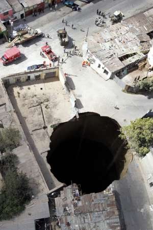 Crazy sinkhole open up in town