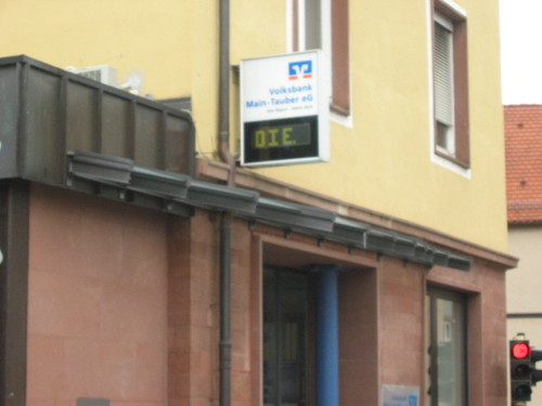 Sign for Time / Day / Temperature in germany.