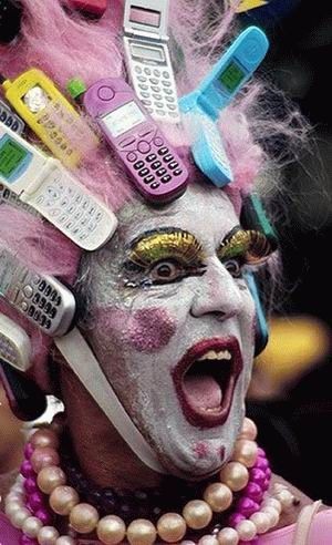 Crazy phone haired person will never miss a call