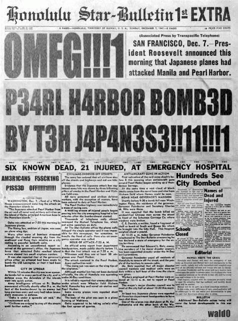 If Pearl Harbor were bombed in the internet age