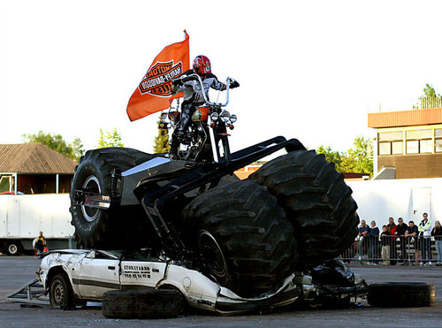 forget monster trucks, this dude has a monster cycle
