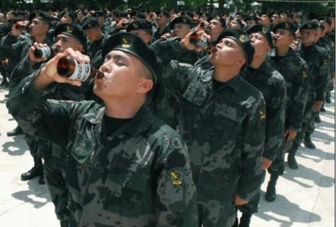 Soldiers with a thirst..but not for victory
