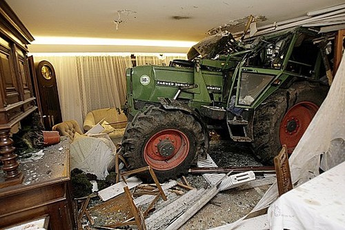 Tractors don't park in the house!