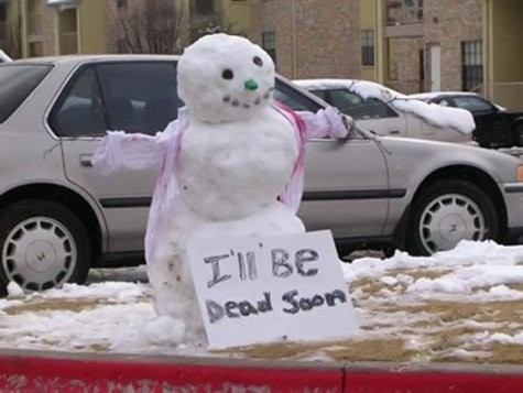 Poor snowman's gunna melt away