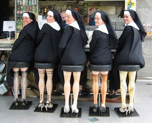 Nuns loving their leg stools