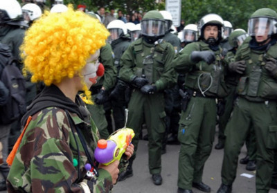 Clowning around with police