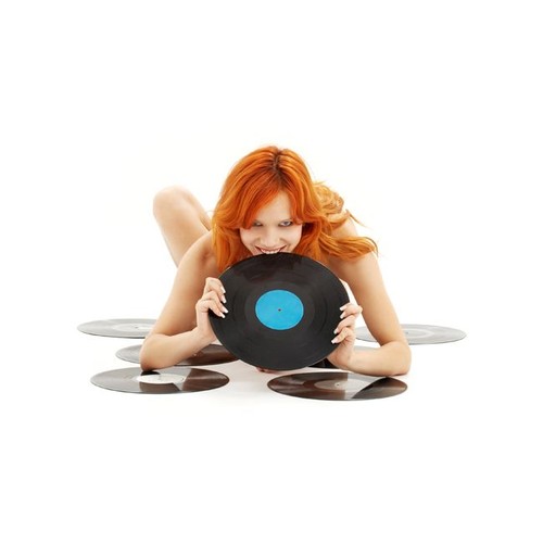 Redhead loves her vinyl