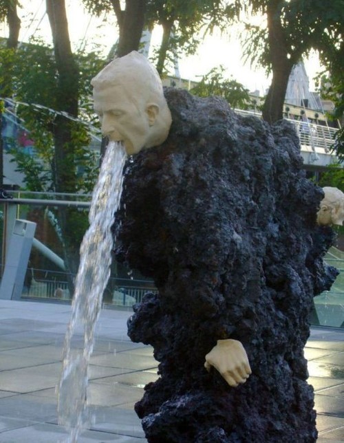 Awesome statue vomits day after day