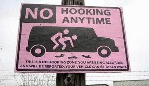 No Hooking Sign