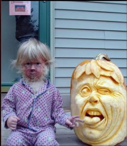 Cool Pumpkin And Creepy Kid